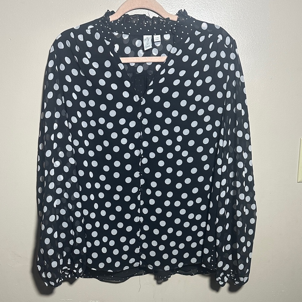 Joie‎ Black White Polka Dot Top | Large